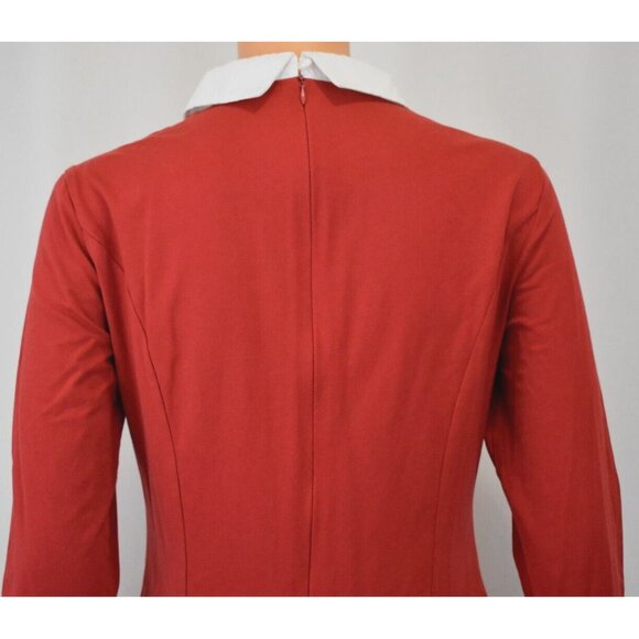 Torary Red Peter Pan Collar Skater Dress Women's M Academia Fit & Flare Holiday - Picture 4 of 10